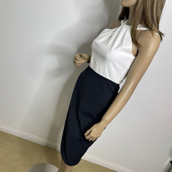 Ted Baker Midi Dress Size 1 Small Twisted Neck Colorblock Pencil Party Cocktail - Picture 4 of 9